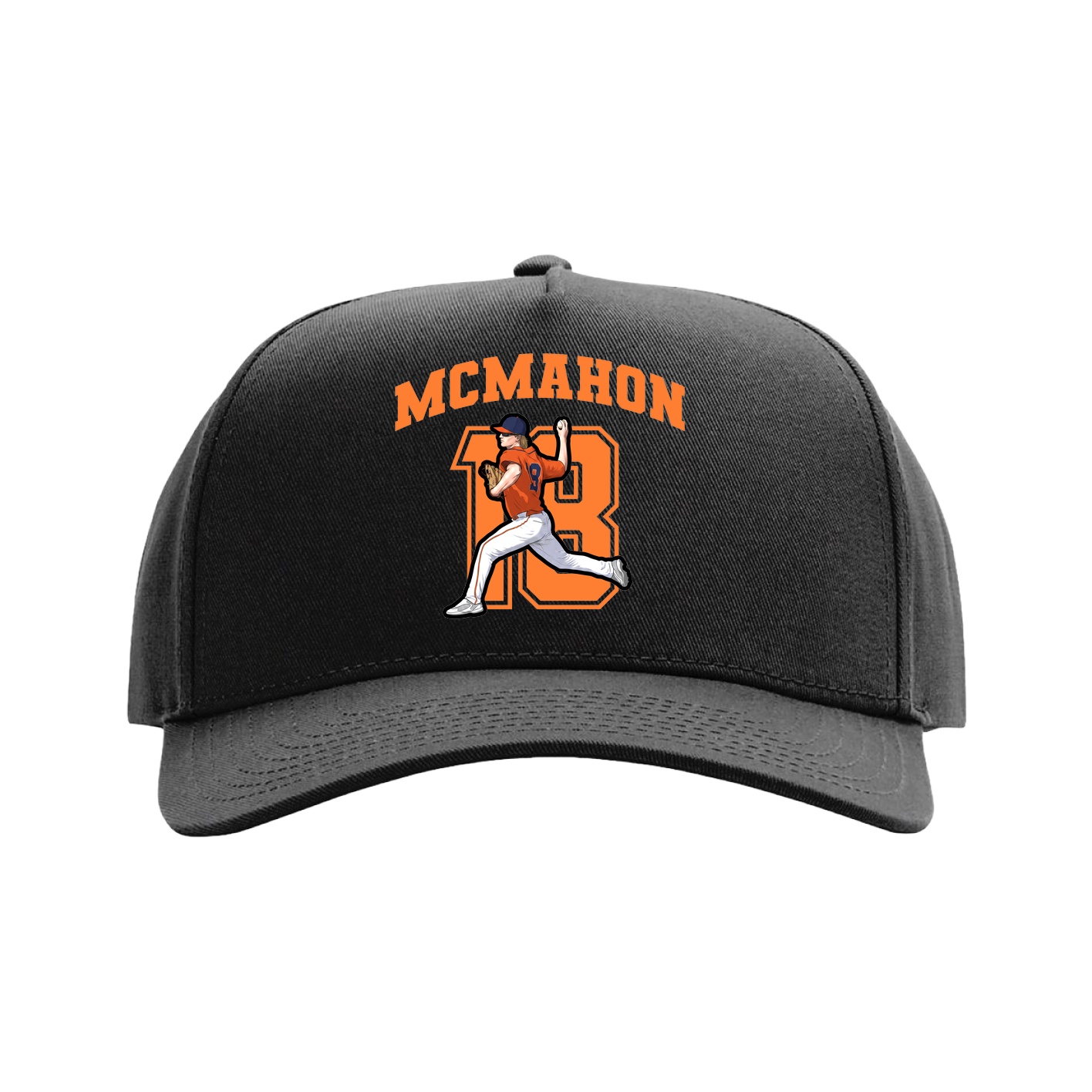 Full Fabric Five-Panel Champ Cap — Number in Black