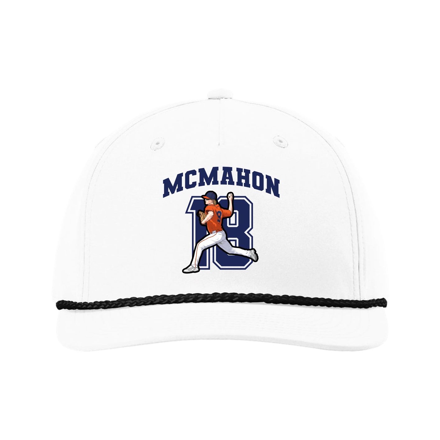 Five-Panel Classic Rope Cap — Number in White