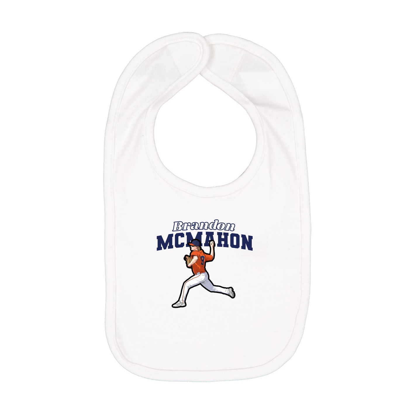 Infant Bib — Name Arch in White