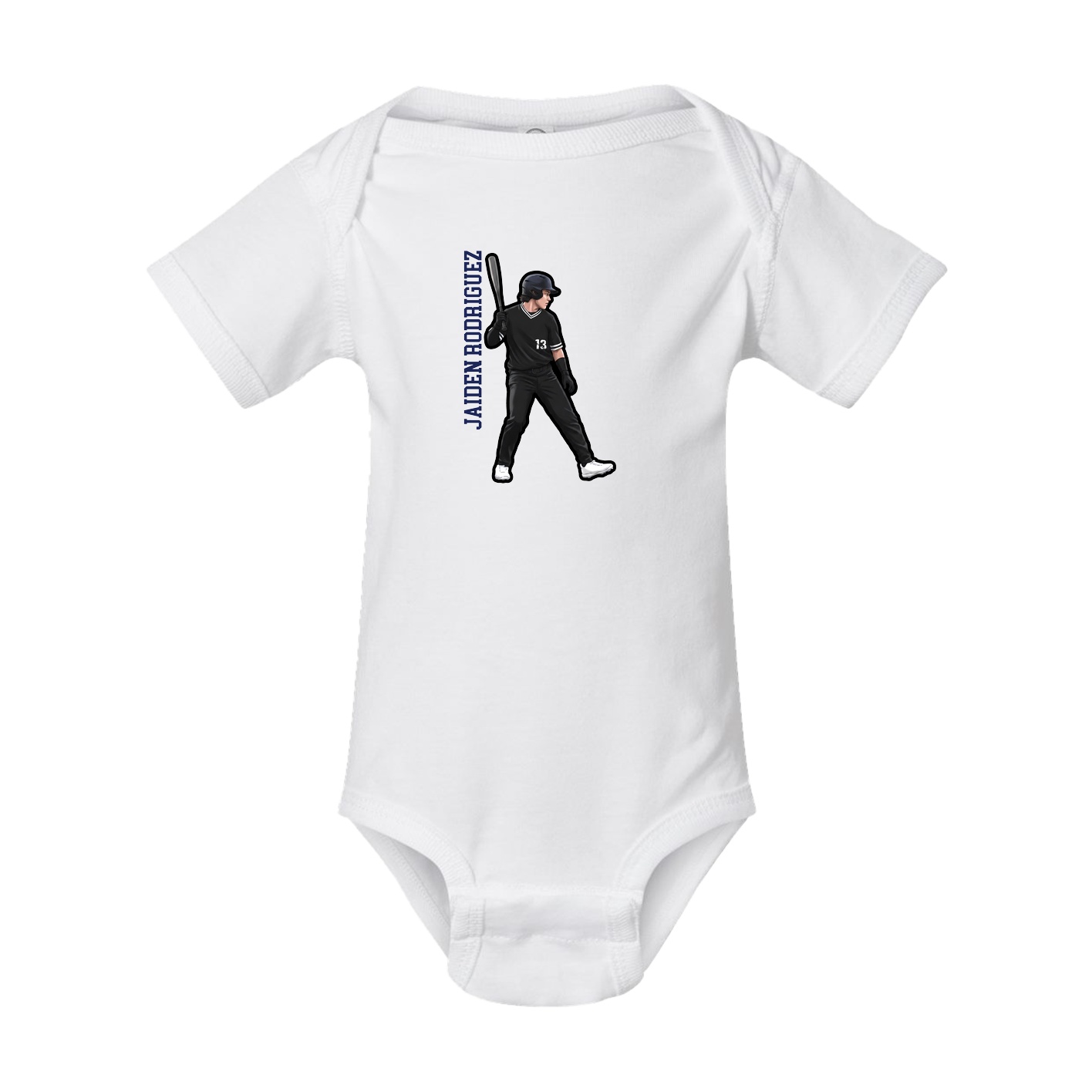 Baby Onesie — Name Vertical in White