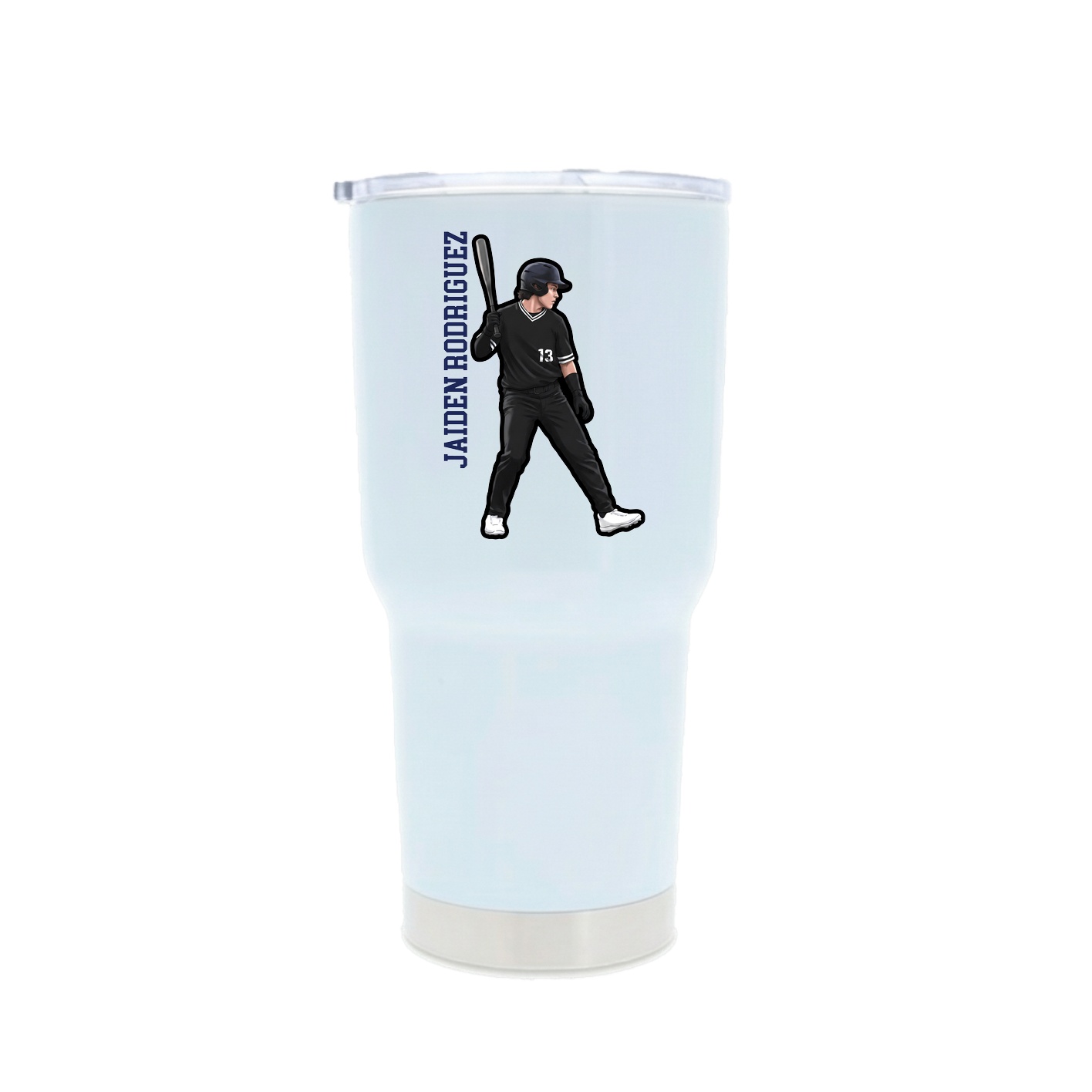 30oz Stainless Steel Tumbler — Name Vertical in White