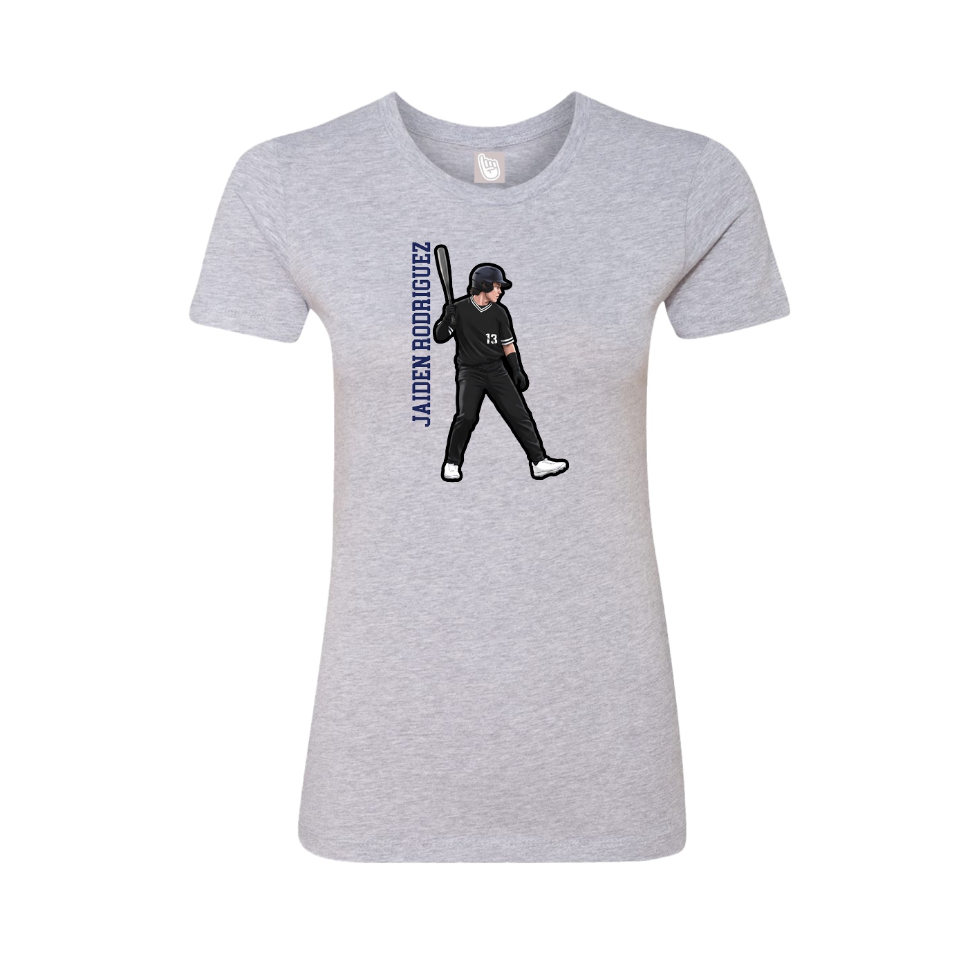 Fitted Women's Tee — Name Vertical in Grey