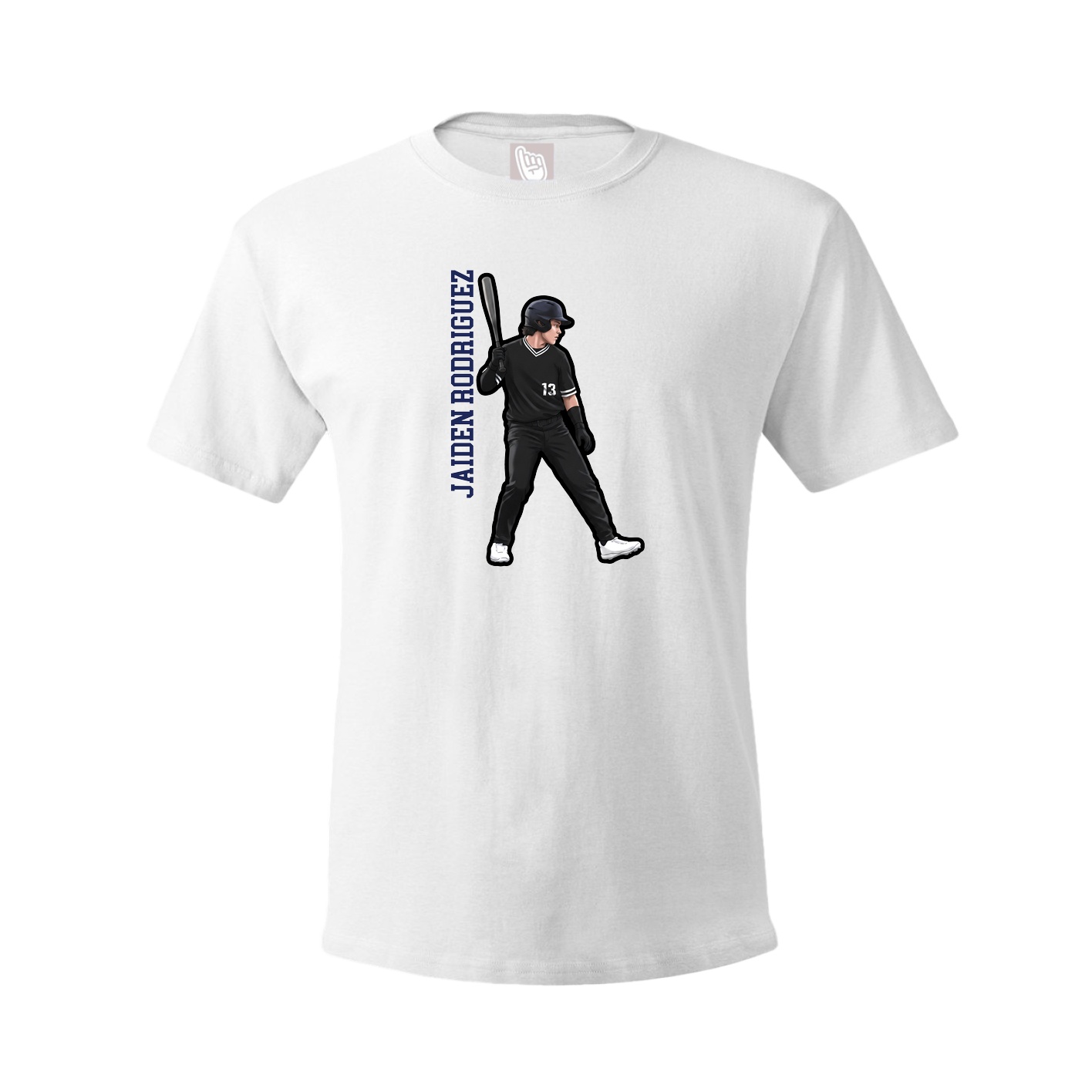 Youth Tee — Name Vertical in White