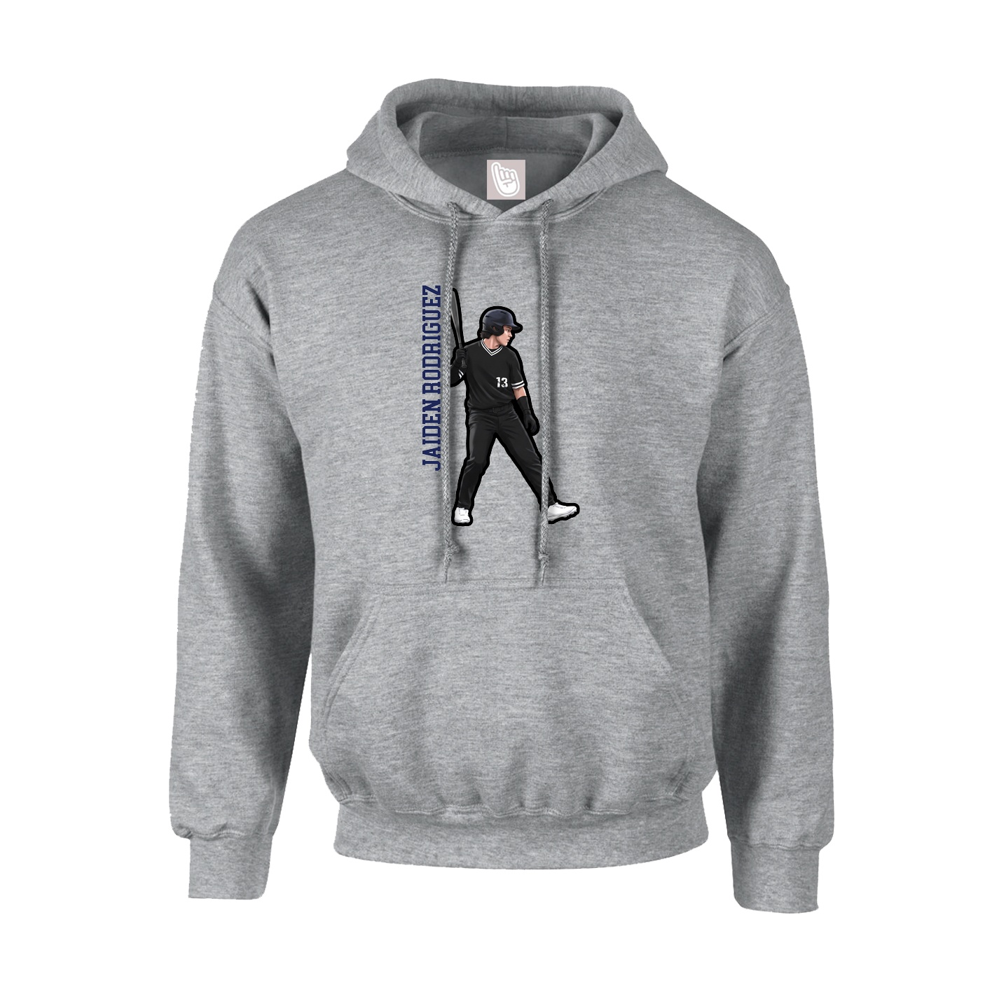 Hoodie — Name Vertical in Grey