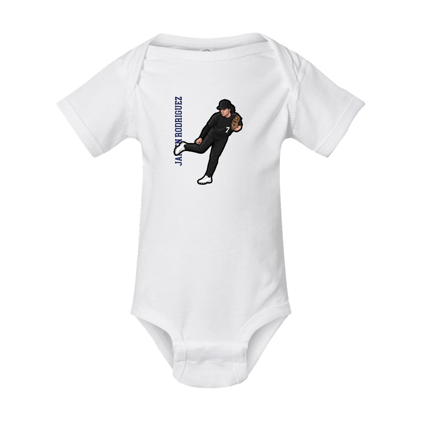 Baby Onesie — Name Vertical in White