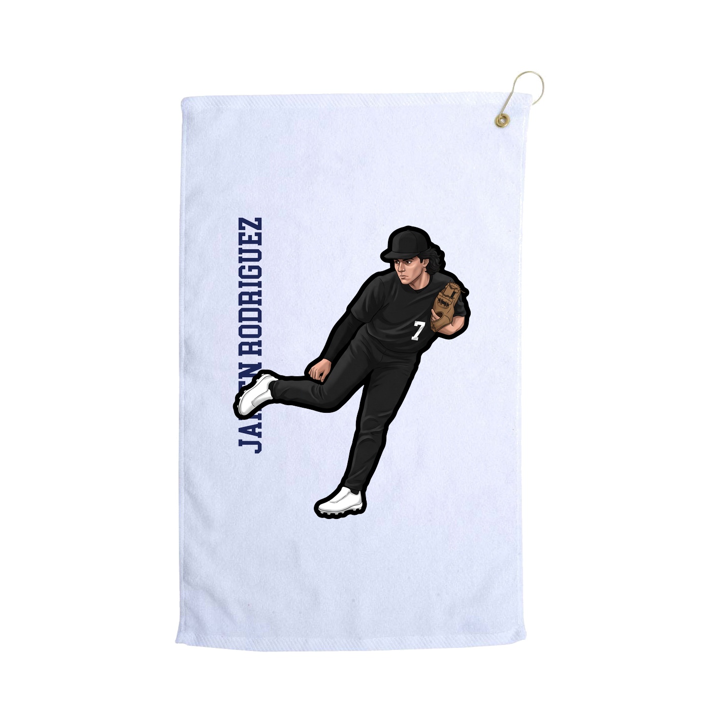 Golf Towel — Name Vertical in White