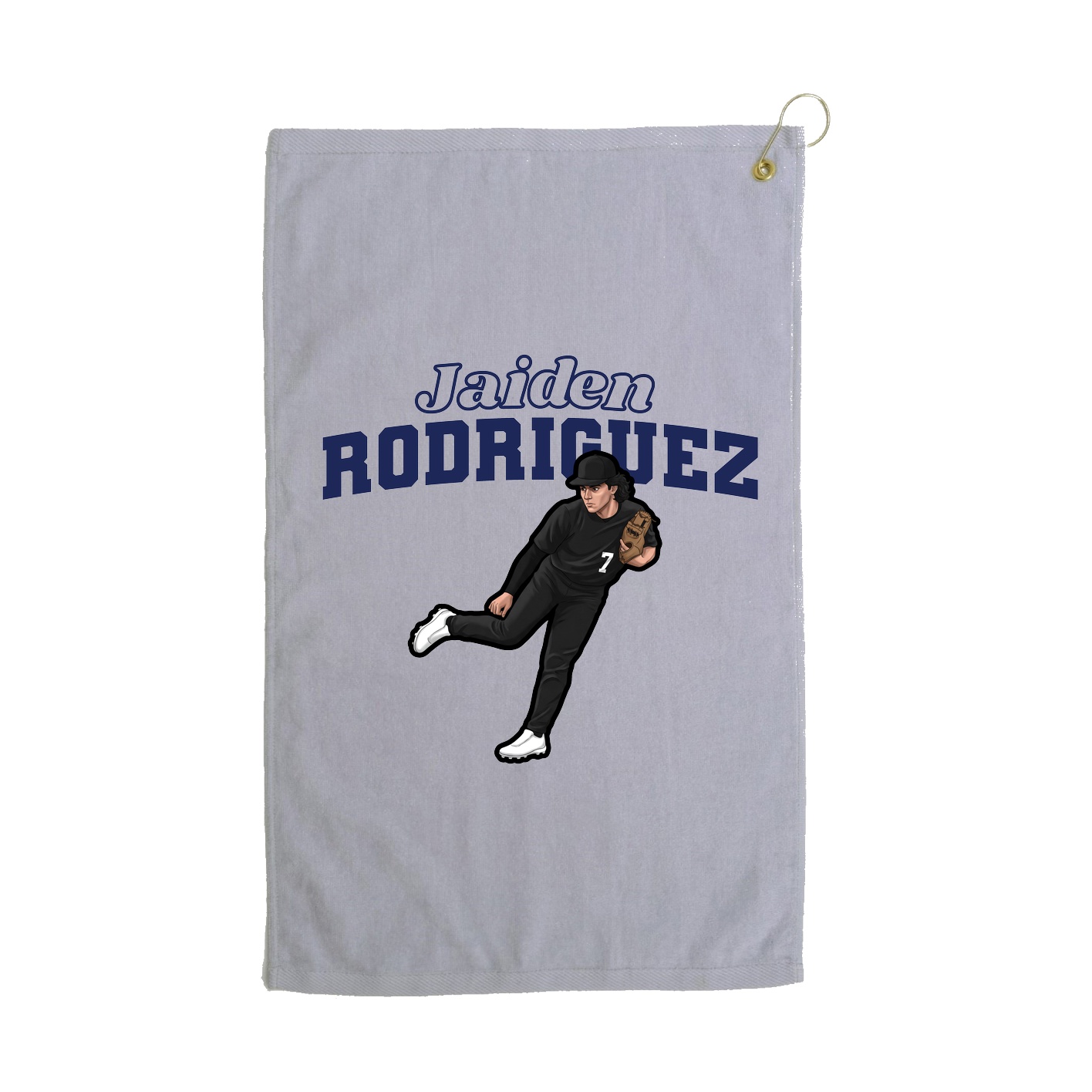 Golf Towel — Name Arch in Grey