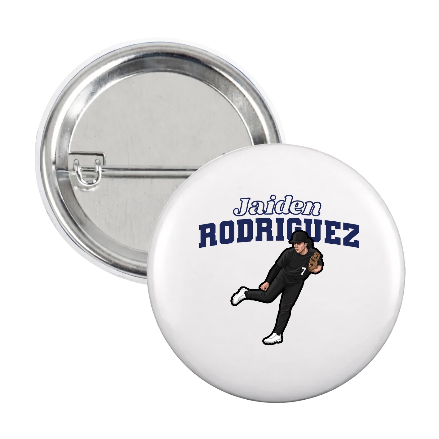 Game Day Button — Name Arch in White