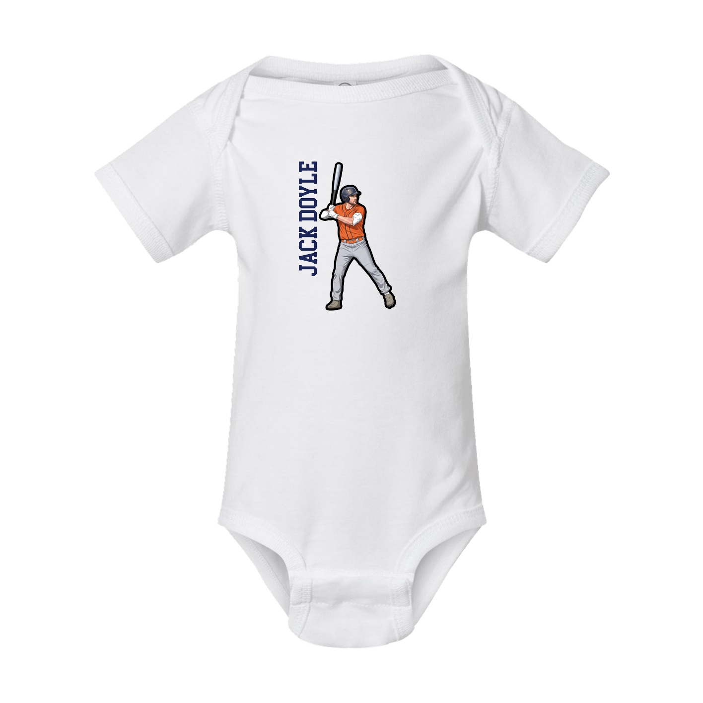 Baby Onesie — Name Vertical in White