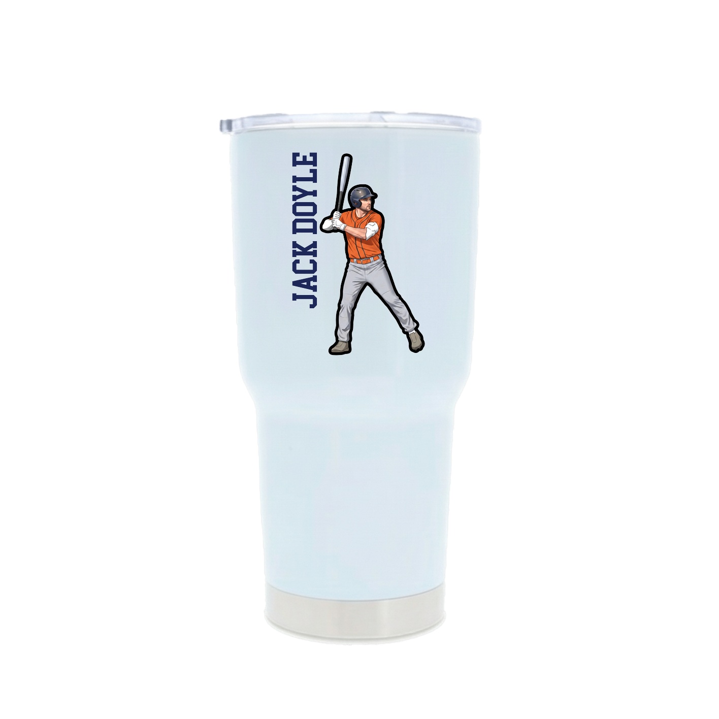 30oz Stainless Steel Tumbler — Name Vertical in White