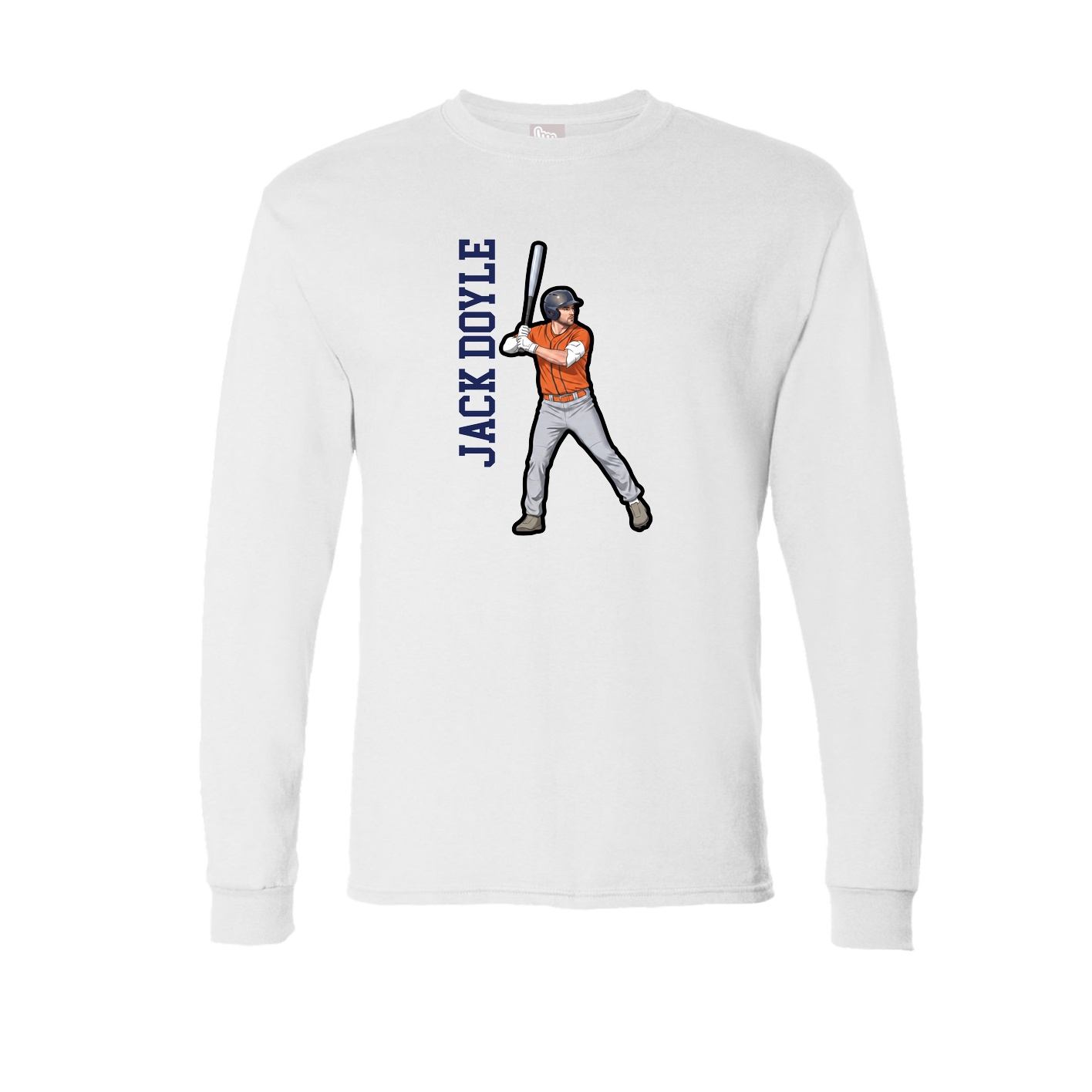 Long Sleeve Tee — Name Vertical in White