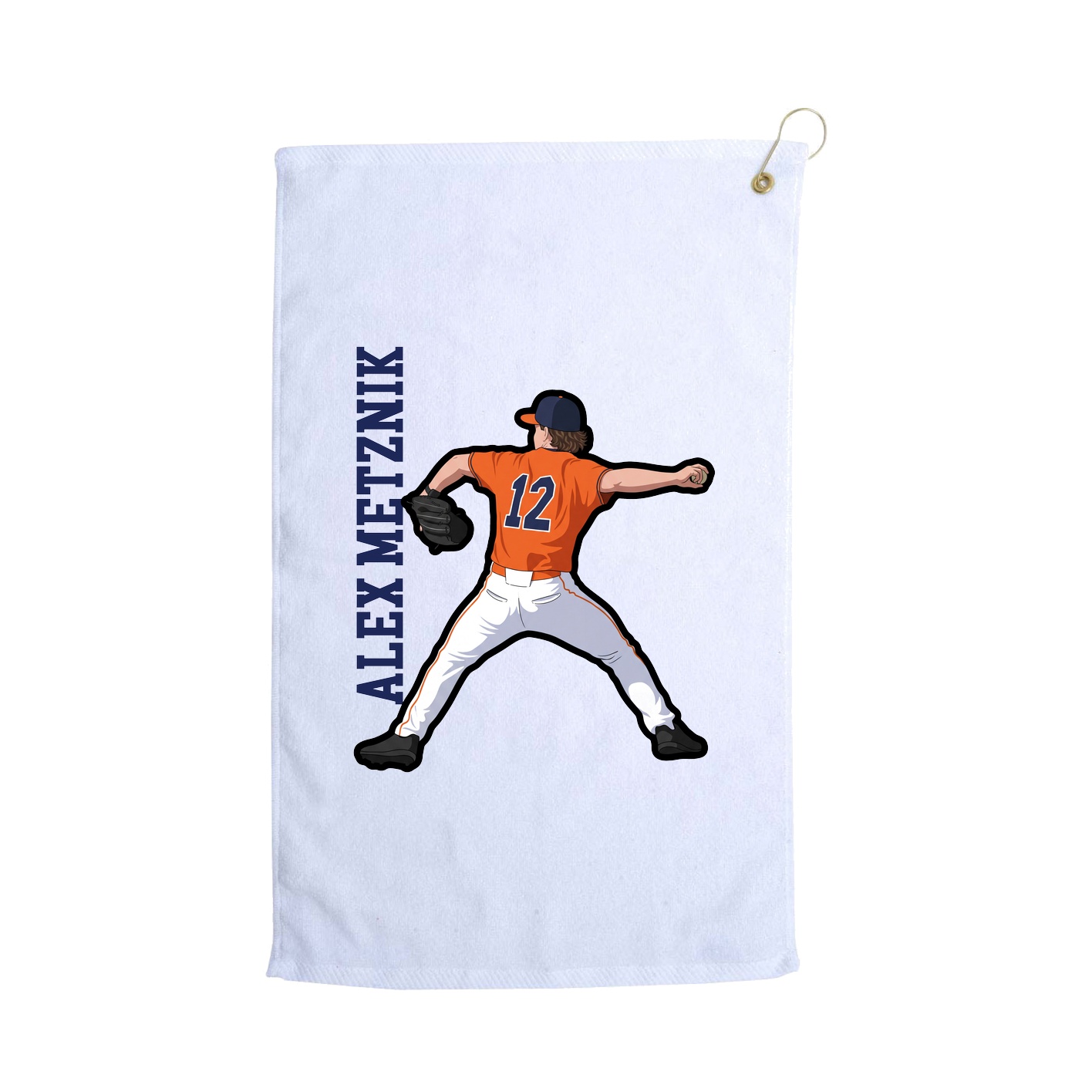 Golf Towel — Name Vertical in White