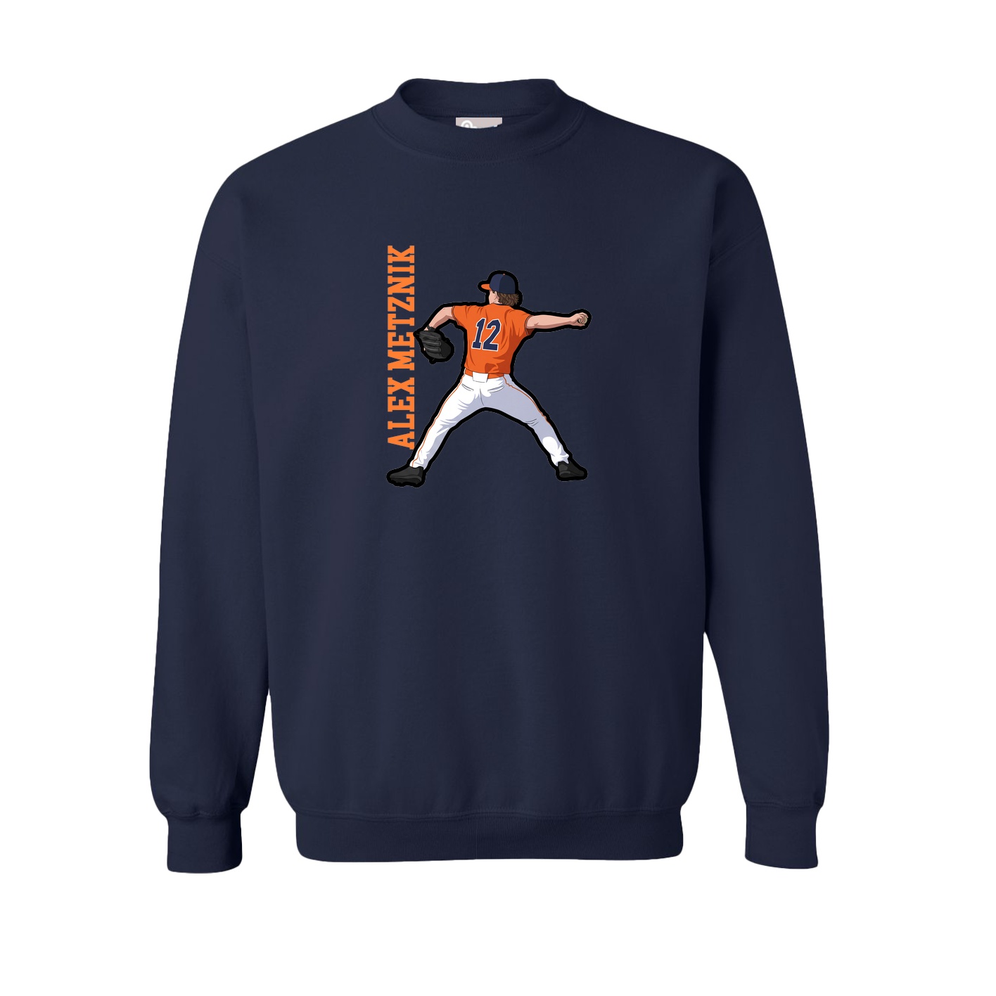 Fleece Crew — Name Vertical in Navy