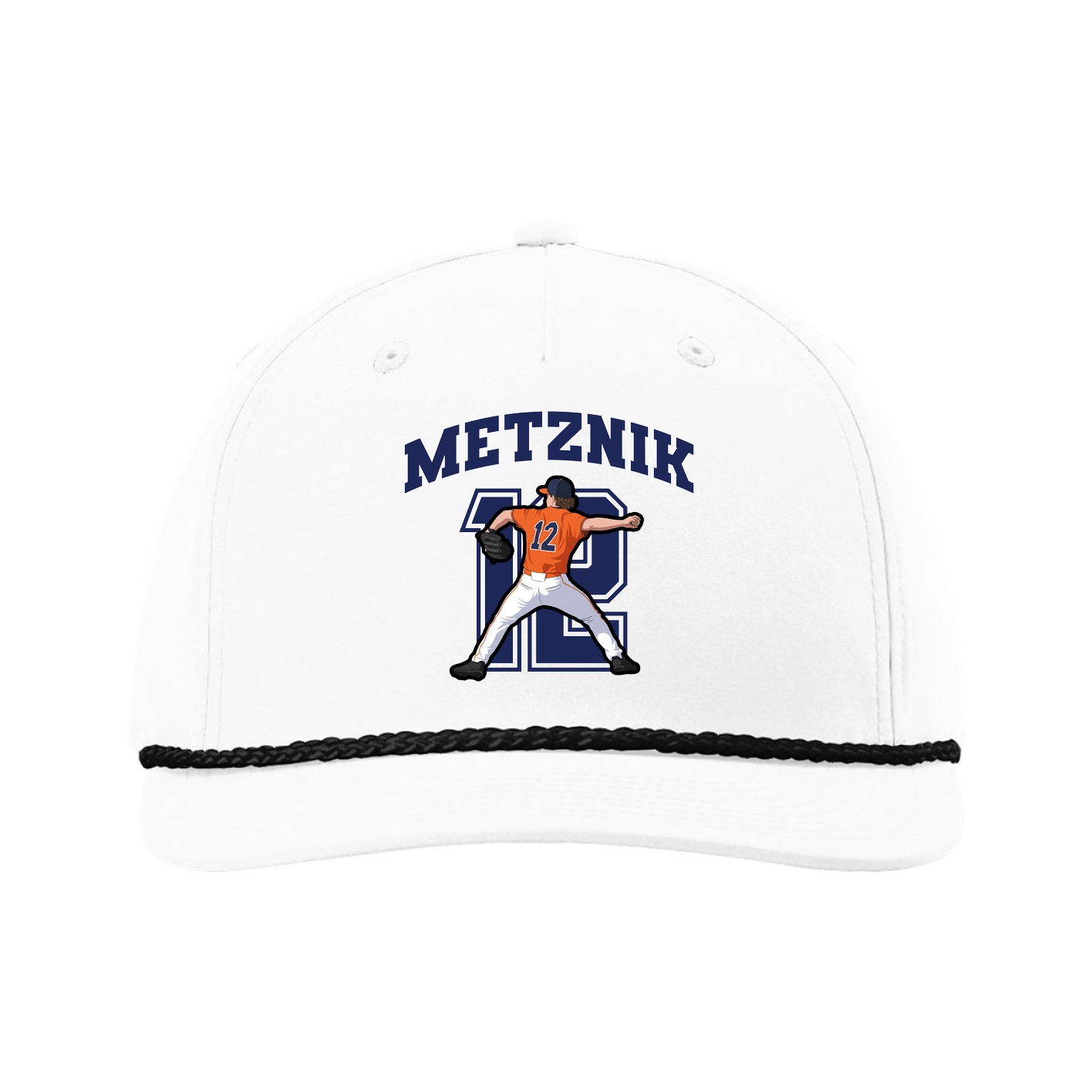 Five-Panel Classic Rope Cap — Number in White