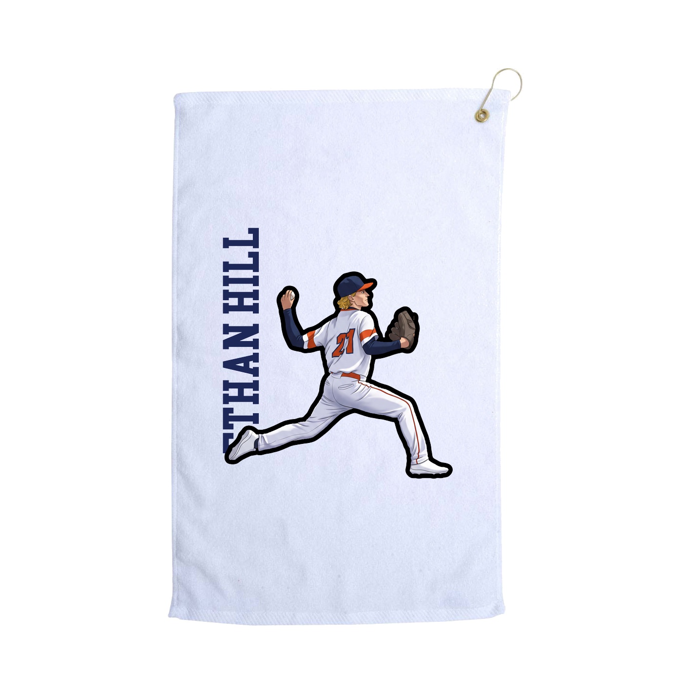 Golf Towel — Name Vertical in White