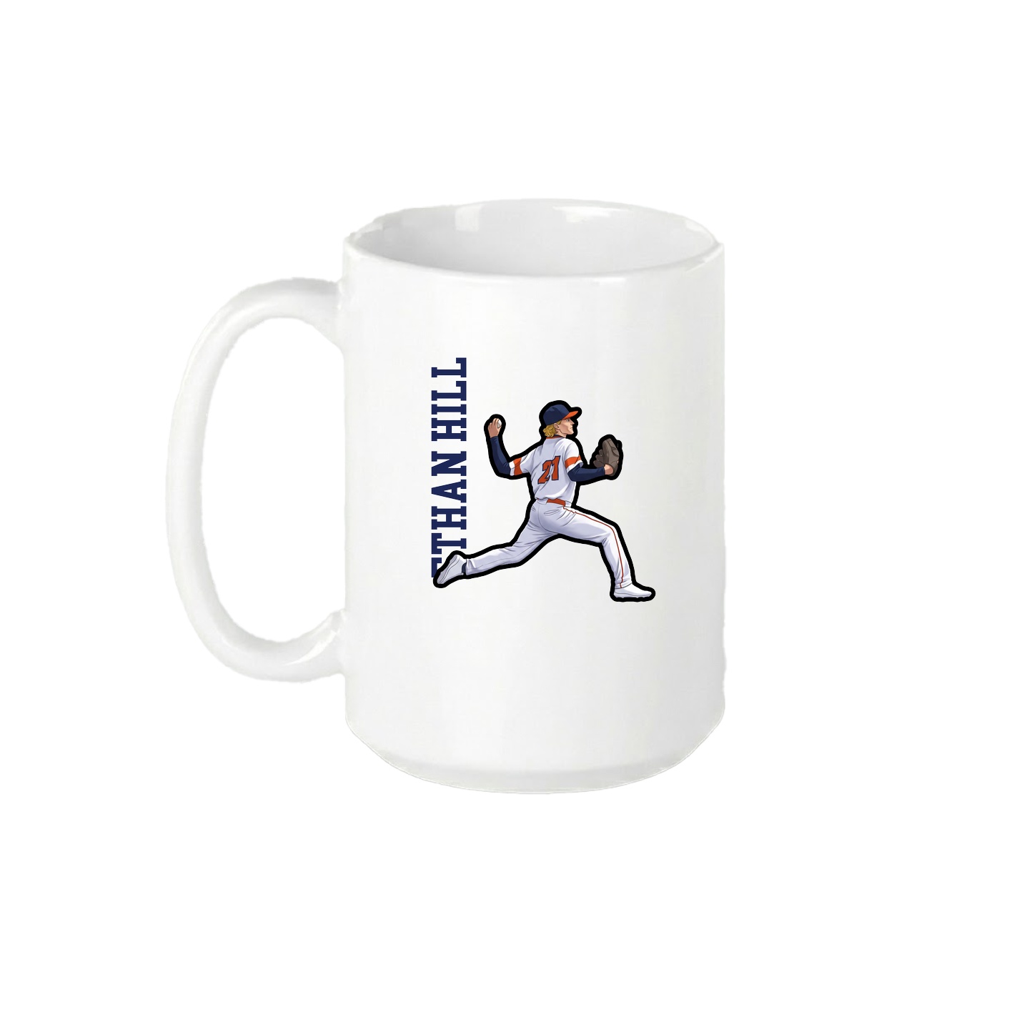 15oz Coffee Mug — Name Vertical in White