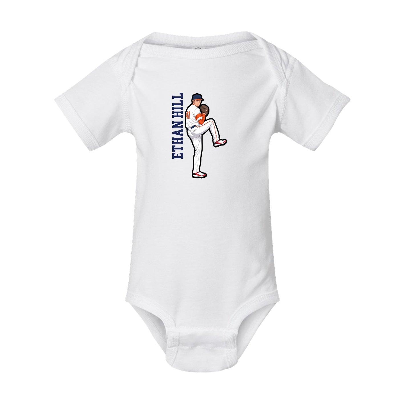 Baby Onesie — Name Vertical in White