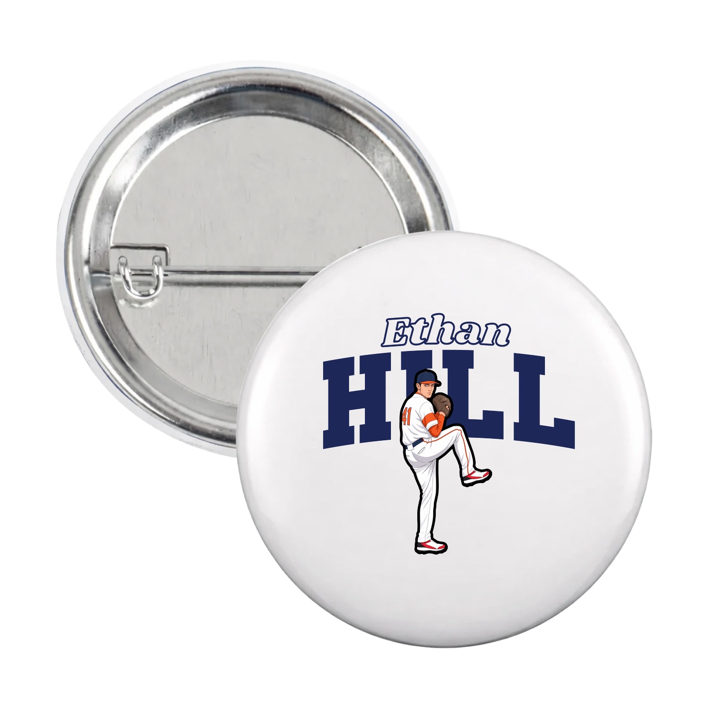 Game Day Button — Name Arch in White