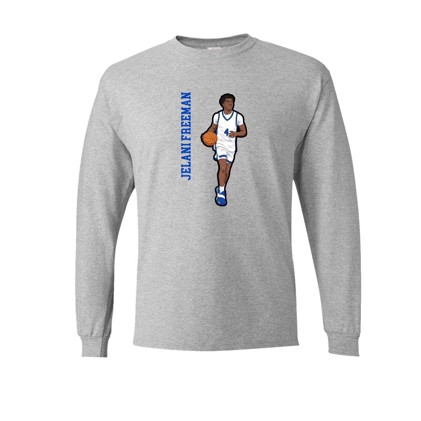 Long Sleeve Tee — Name Vertical in Grey
