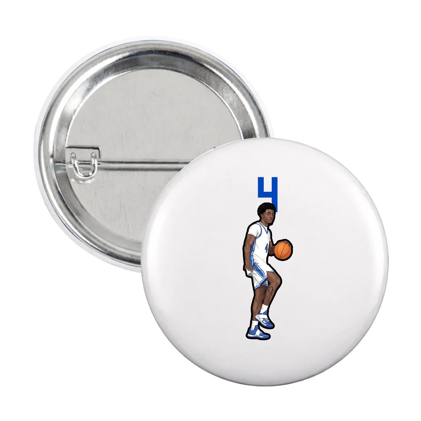 Game Day Button — Number Top in White