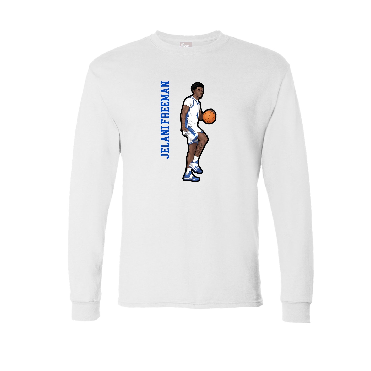 Long Sleeve Tee — Name Vertical in White