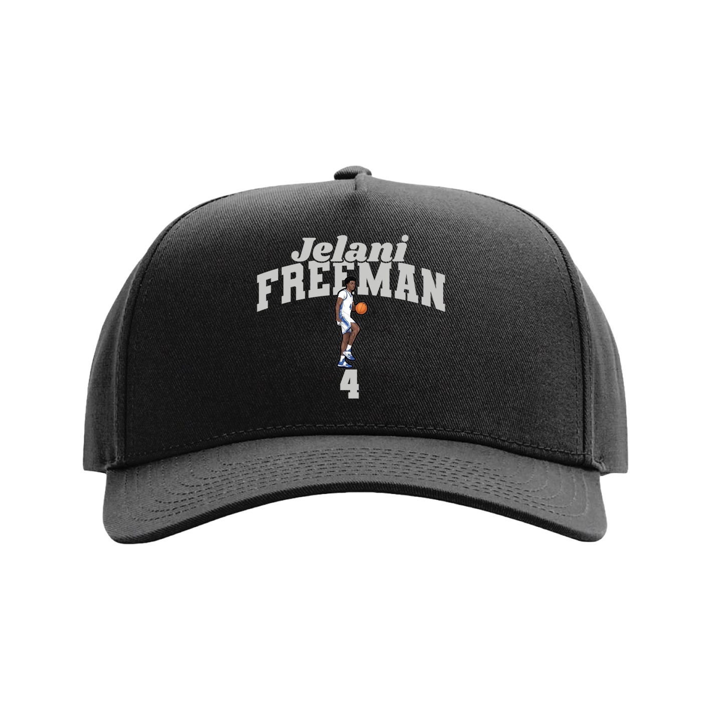 Full Fabric Five-Panel Champ Cap — Signature Arch in Black