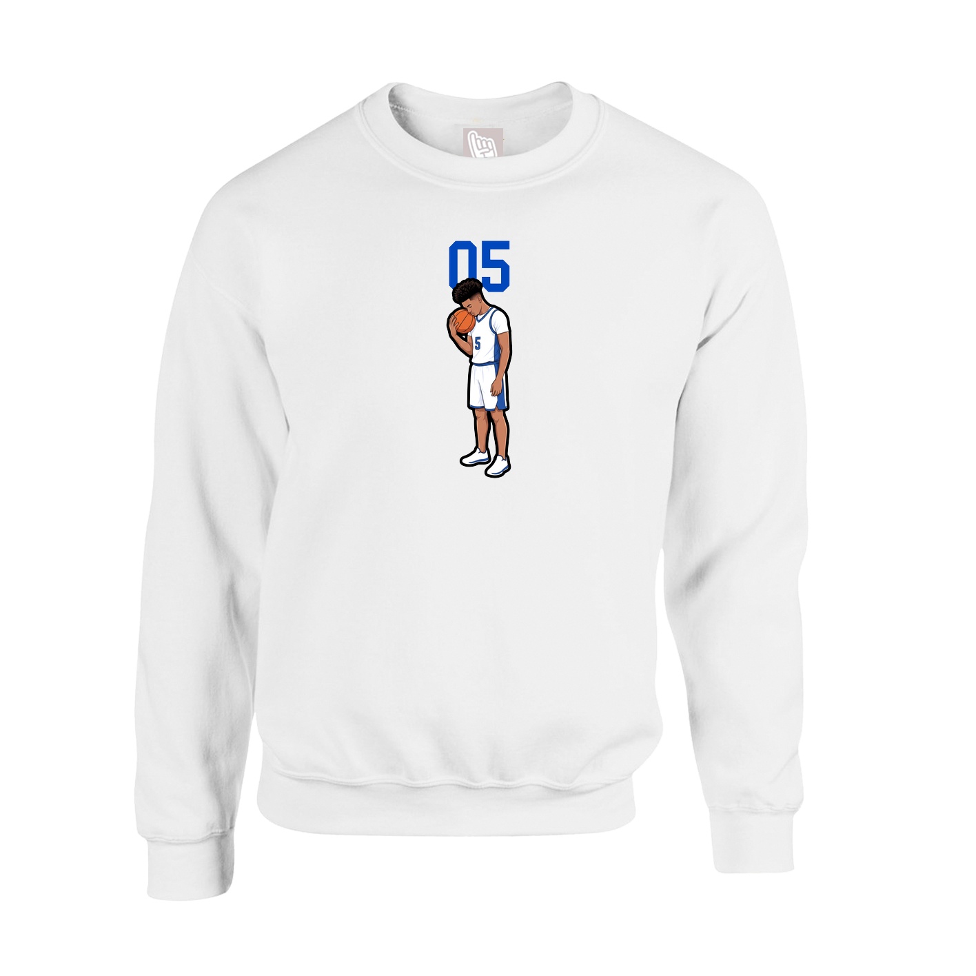 Fleece Crew — Number Top in White