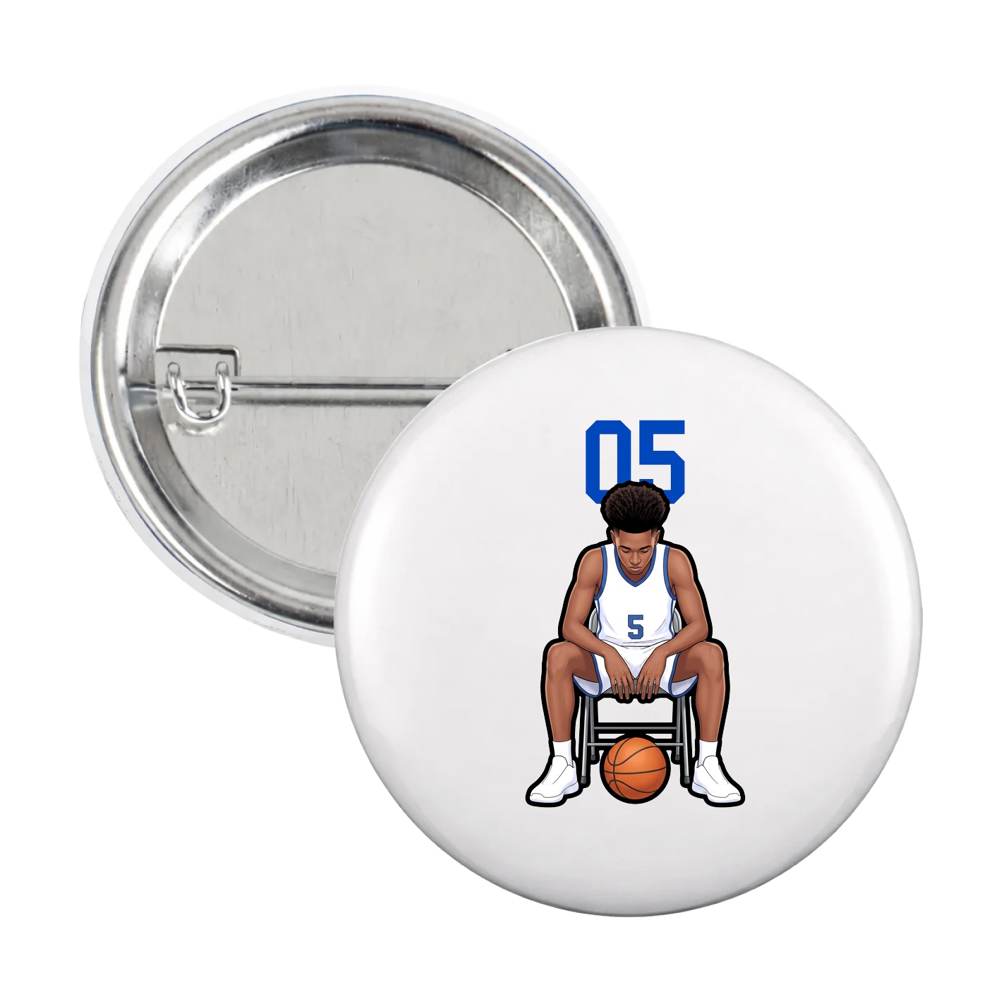 Game Day Button — Number Top in White