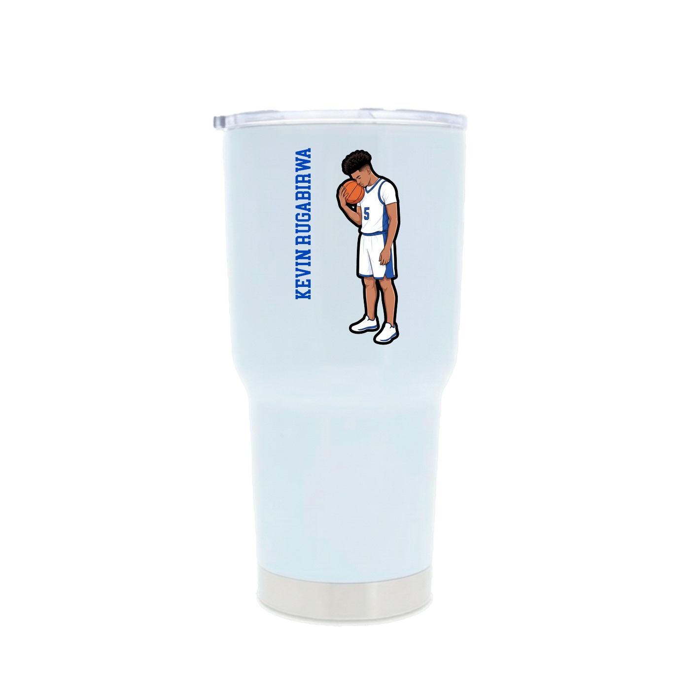 30oz Stainless Steel Tumbler — Name Vertical in White