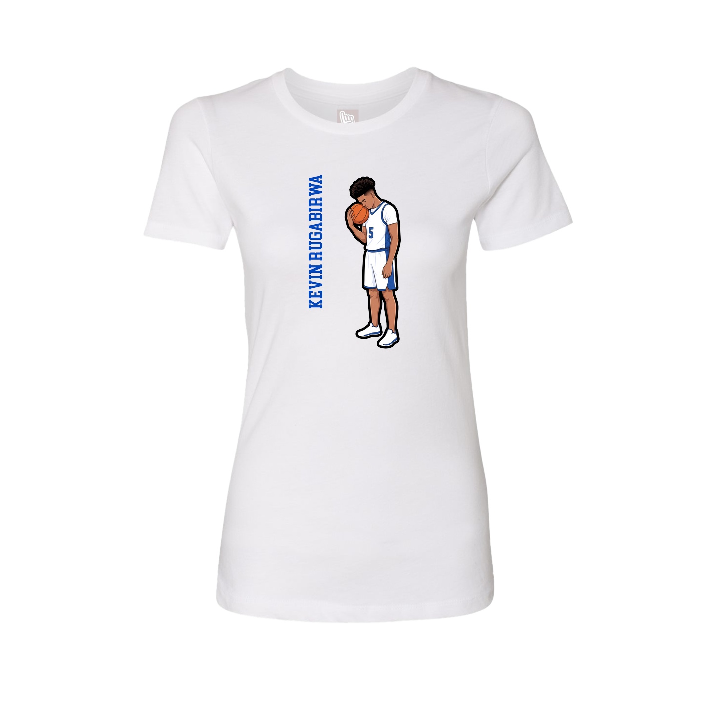 Fitted Women's Tee — Name Vertical in White