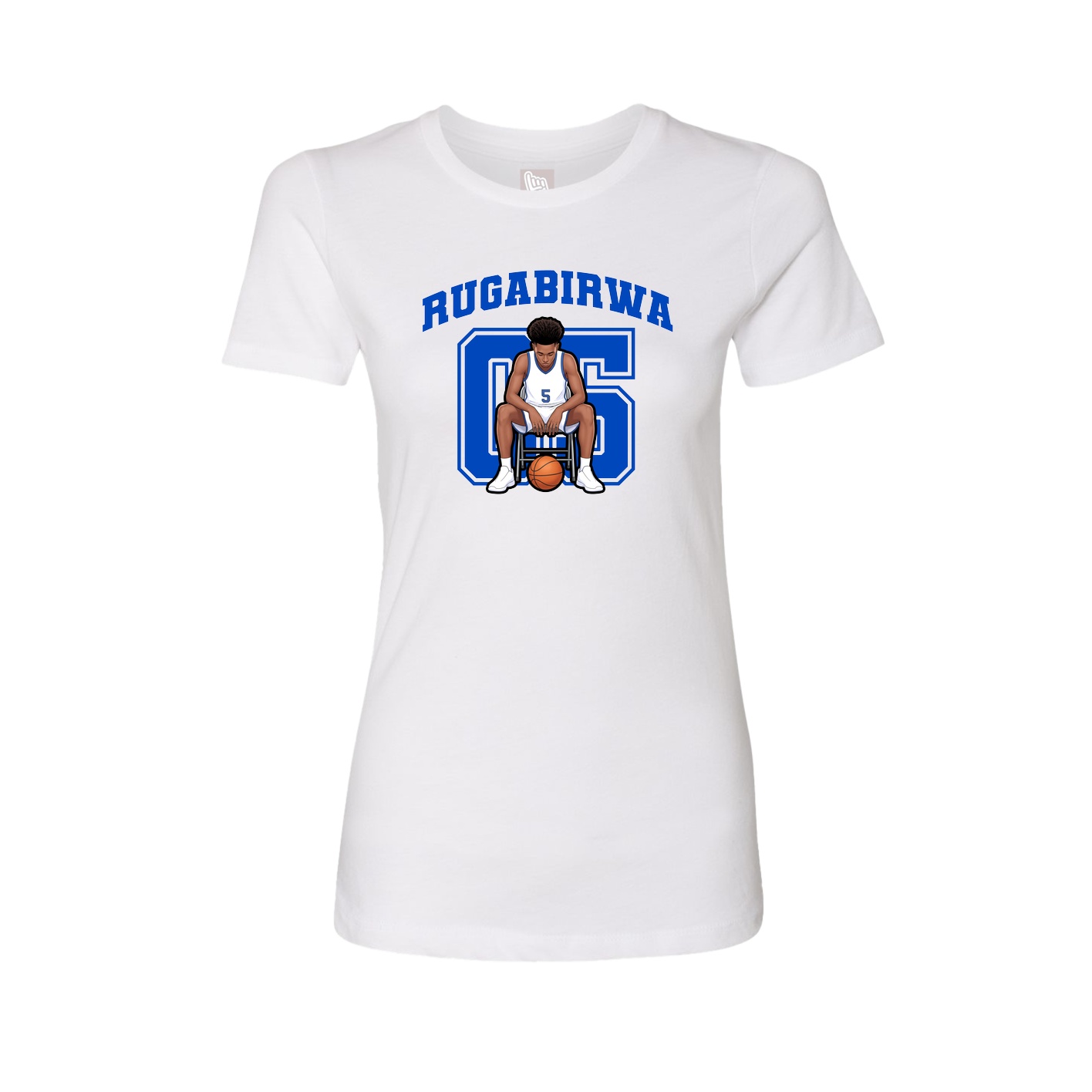 Fitted Women's Tee — Number in White