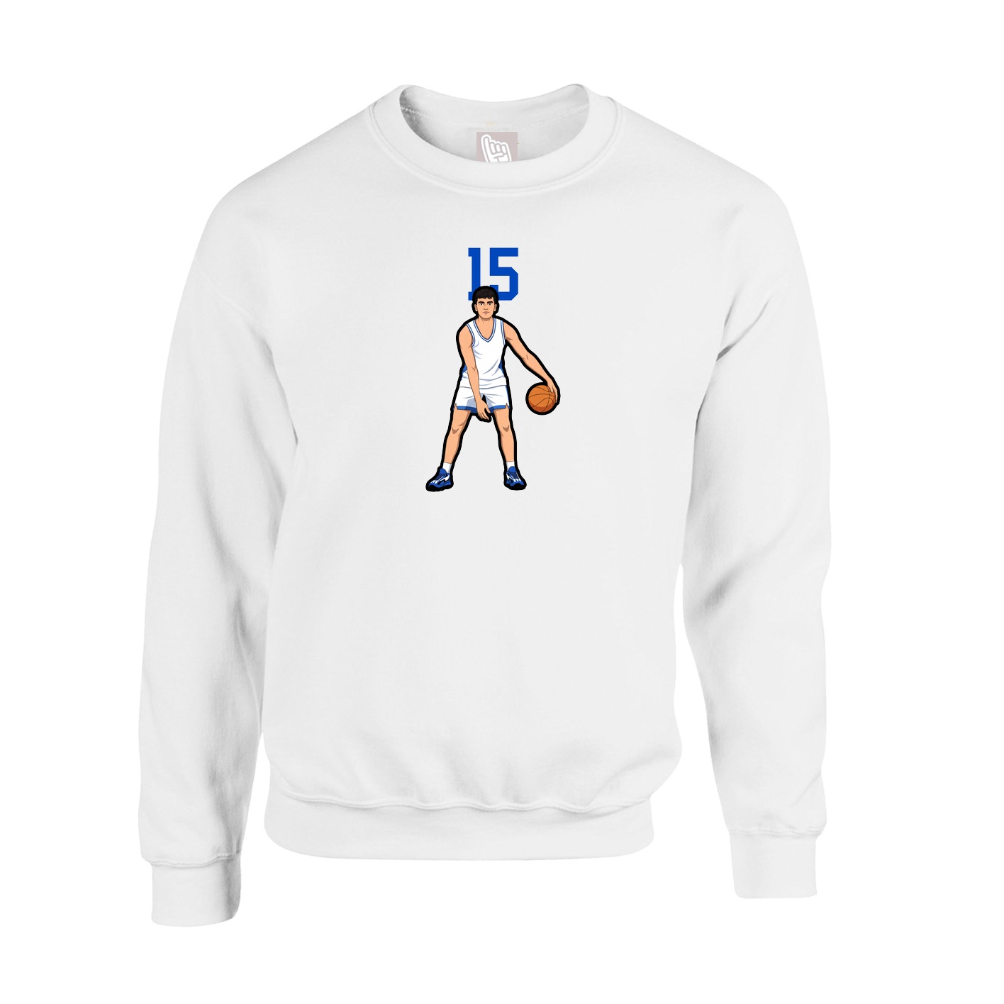 Fleece Crew — Number Top in White