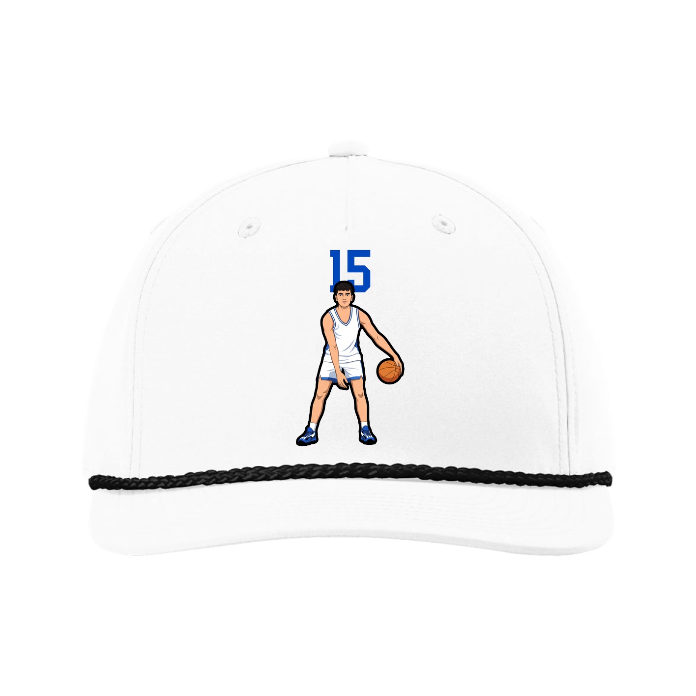 Five-Panel Classic Rope Cap — Number Top in White