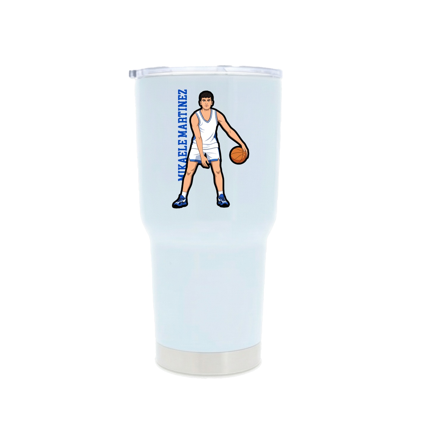 30oz Stainless Steel Tumbler — Name Vertical in White