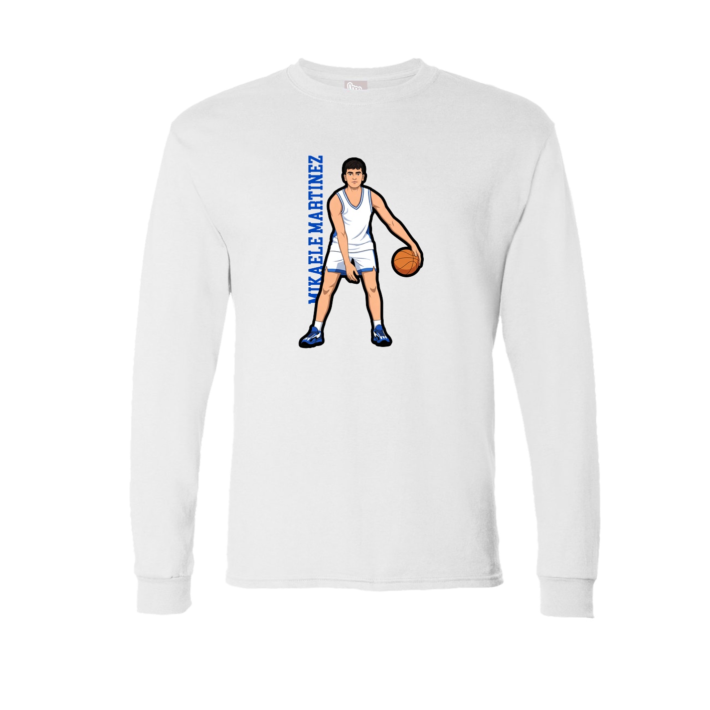 Long Sleeve Tee — Name Vertical in White