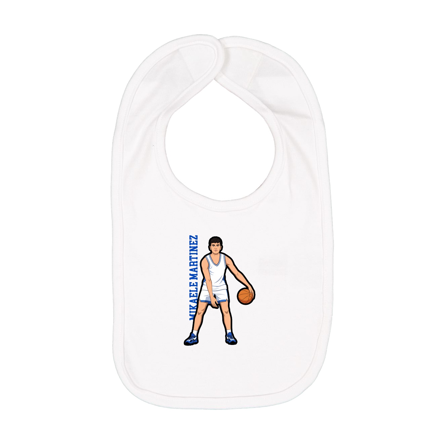 Infant Bib — Name Vertical in White