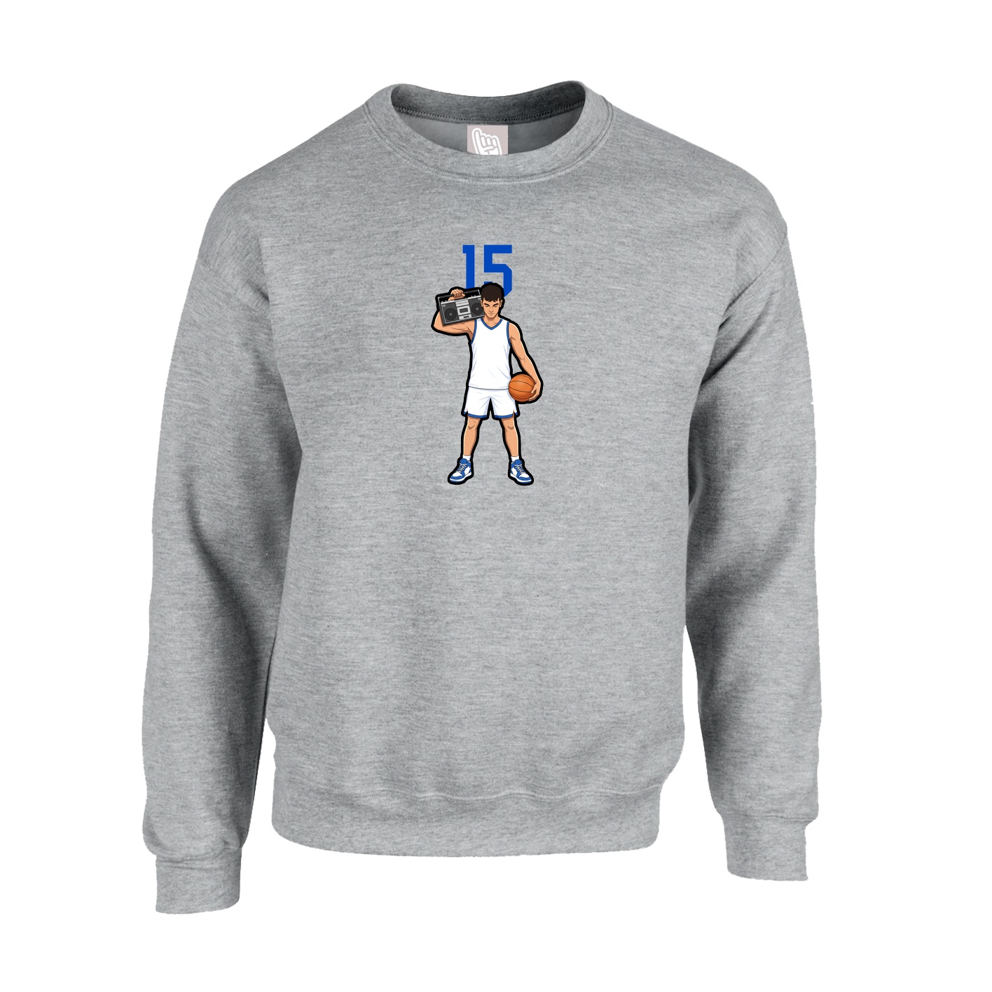 Fleece Crew — Number Top in Grey