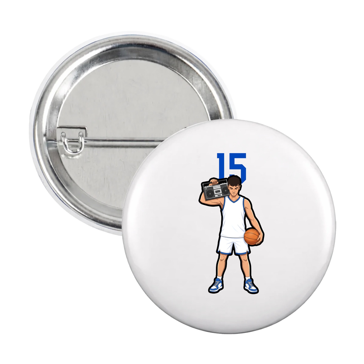Game Day Button — Number Top in White