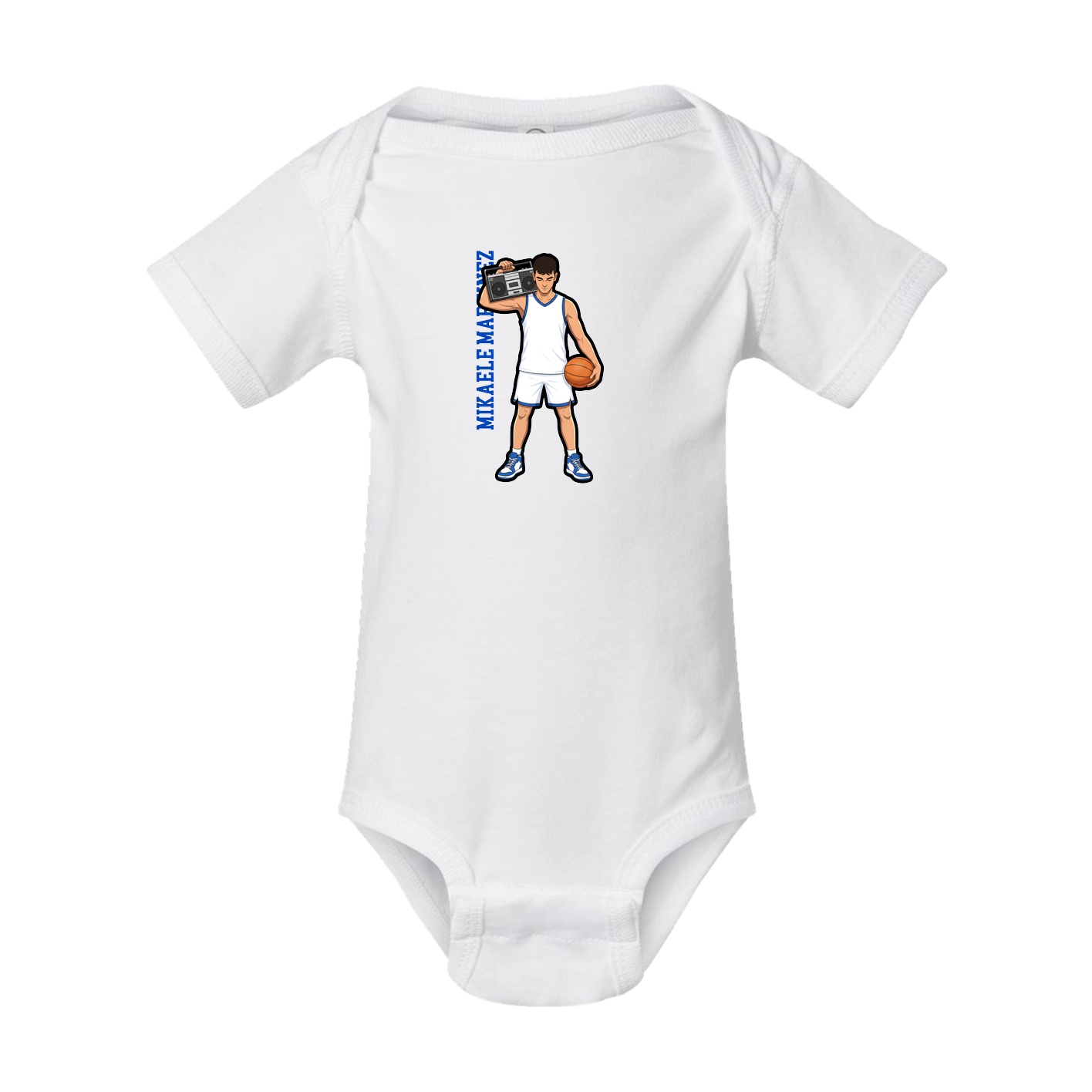 Baby Onesie — Name Vertical in White