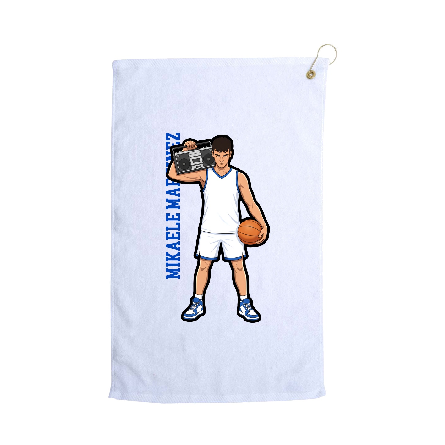 Golf Towel — Name Vertical in White