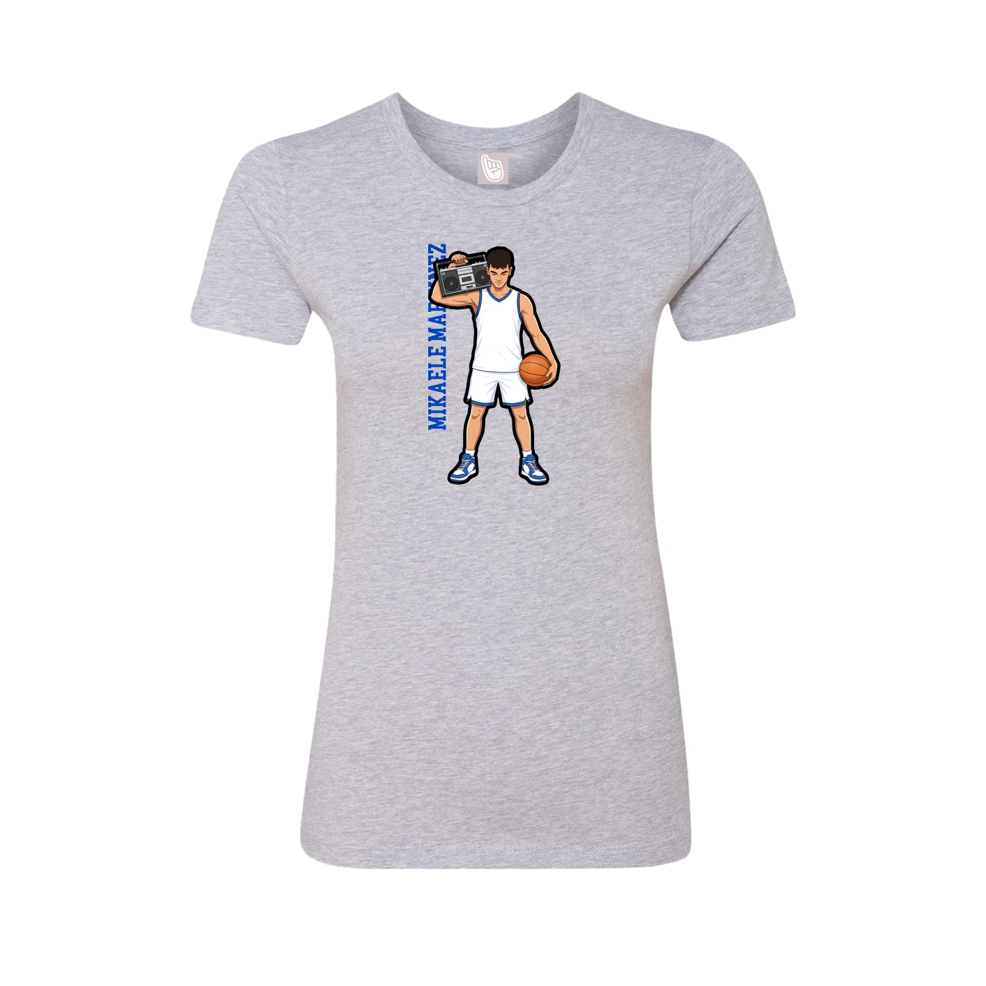 Fitted Women's Tee — Name Vertical in Grey