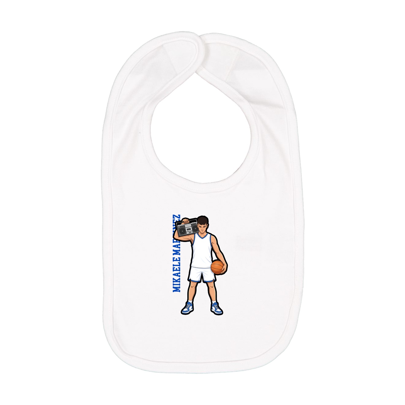 Infant Bib — Name Vertical in White