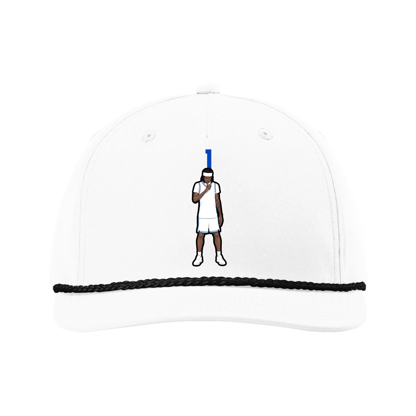 Five-Panel Classic Rope Cap — Number Top in White