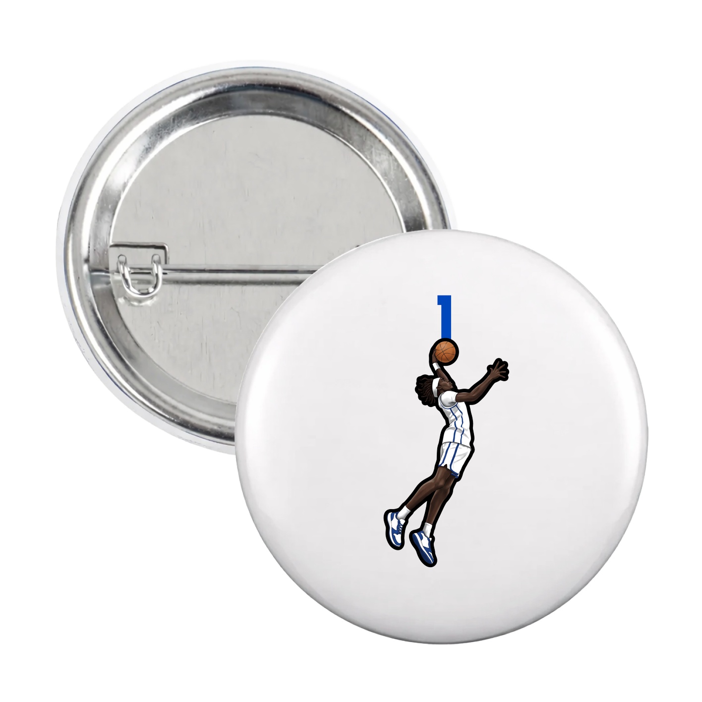 Game Day Button — Number Top in White