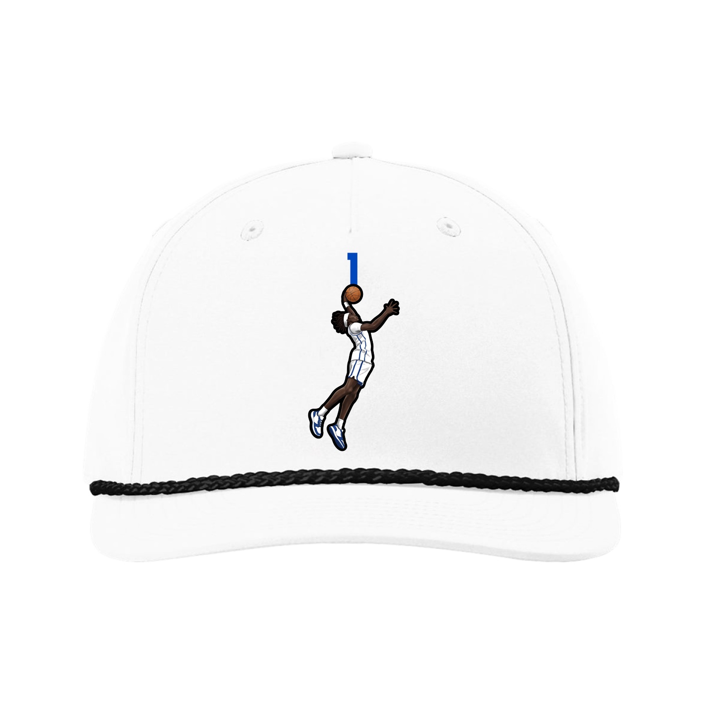 Five-Panel Classic Rope Cap — Number Top in White