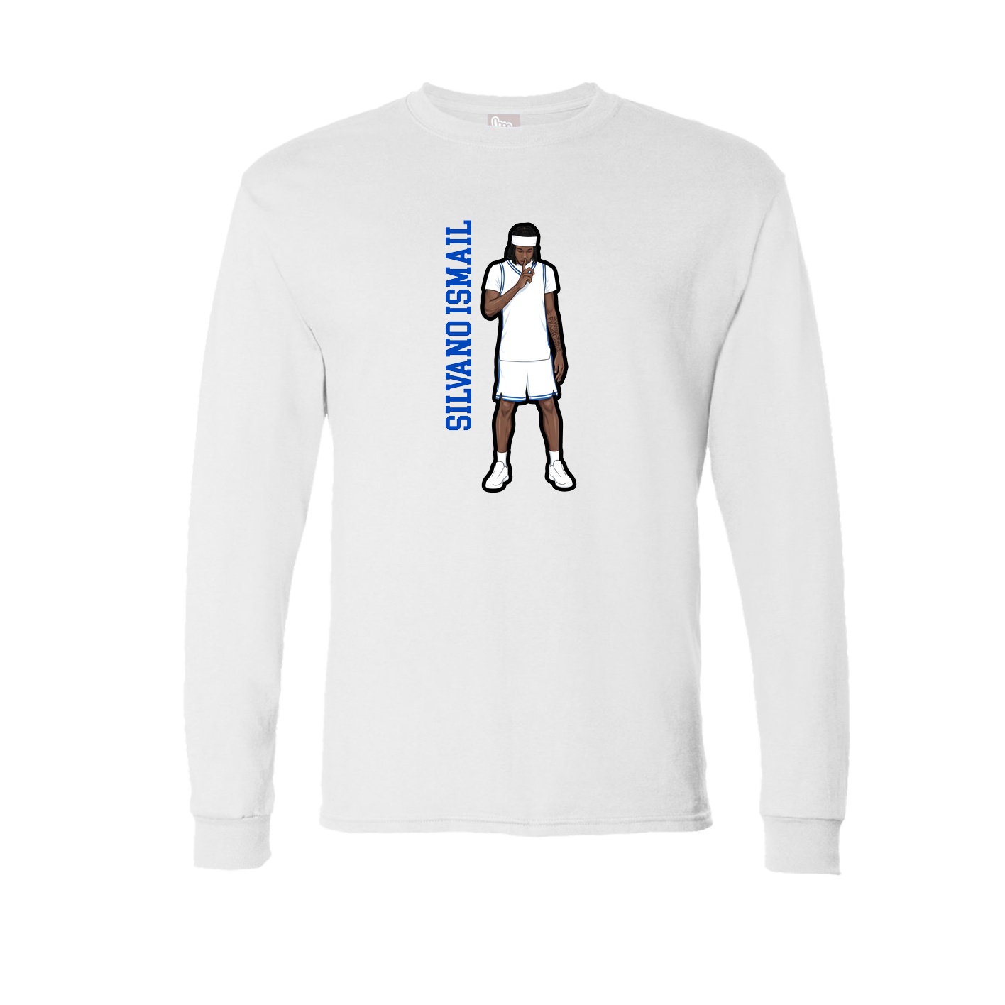 Long Sleeve Tee — Name Vertical in White