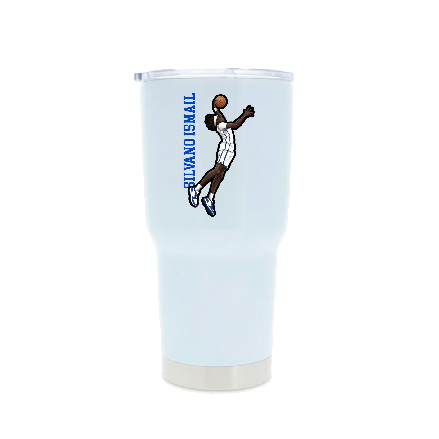30oz Stainless Steel Tumbler — Name Vertical in White