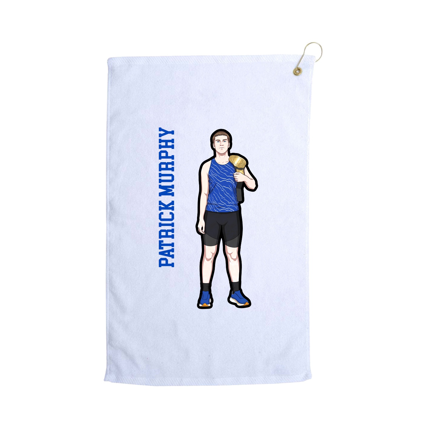 Golf Towel — Name Vertical in White