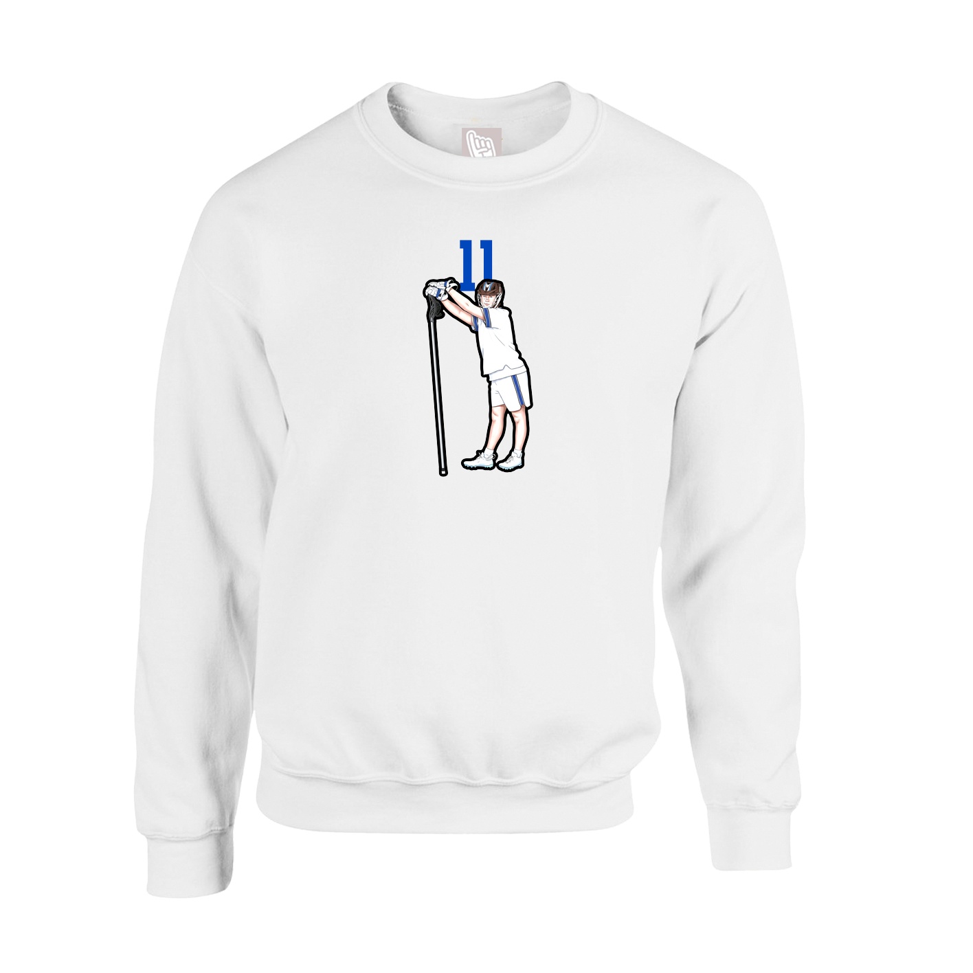 Fleece Crew — Number Top in White