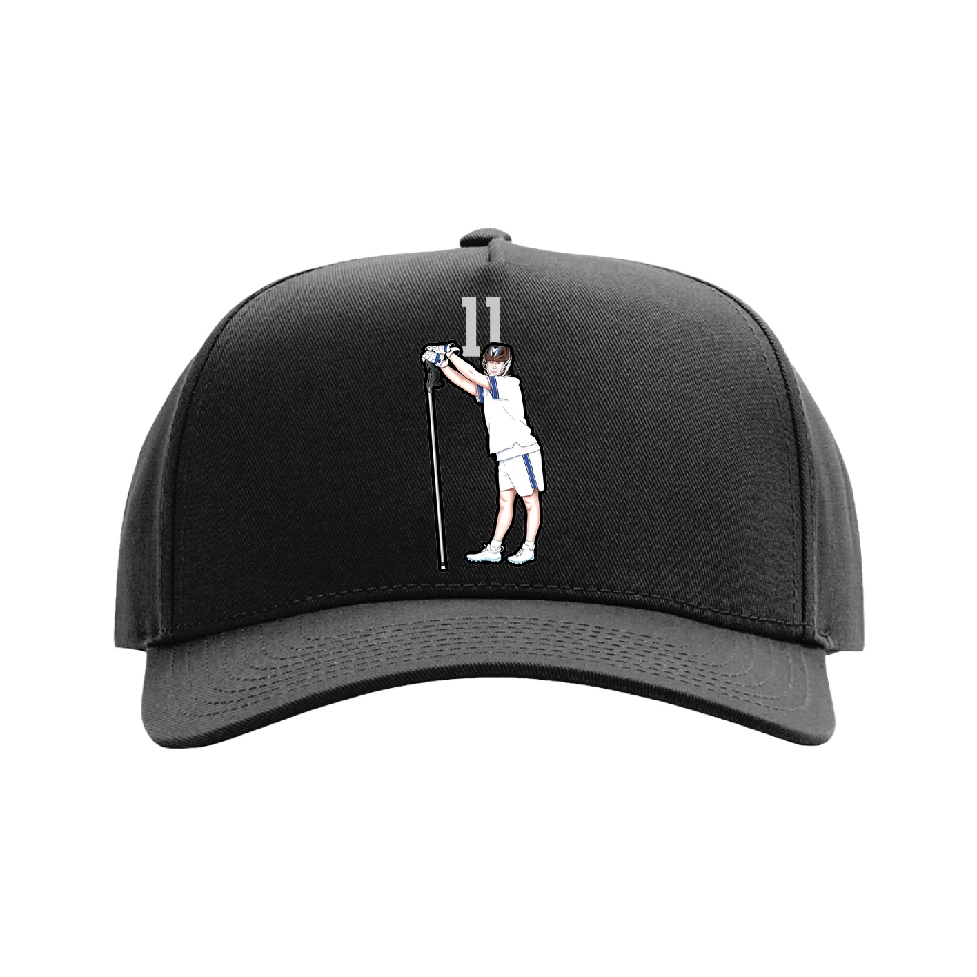 Full Fabric Five-Panel Champ Cap — Number Top in Black